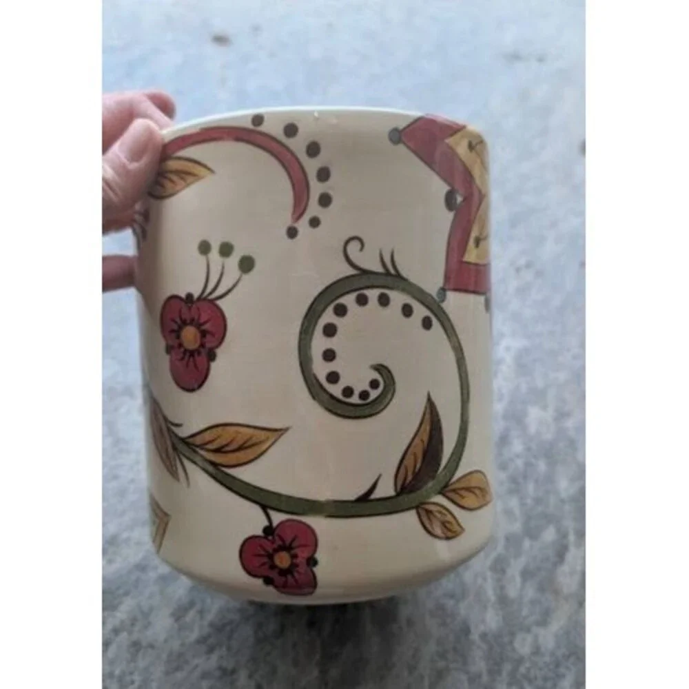 PIER 1 IMPORTS Carynthum Utensil Crock Holder Floral Earthenware